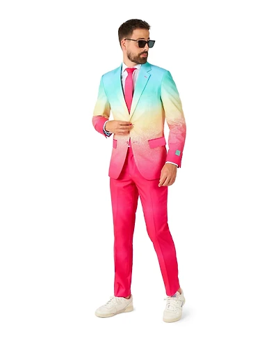 OppoSuits Men's Valentine's Day Suits - Hearts And Rainbow Print Outfits Love Theme Party Fade