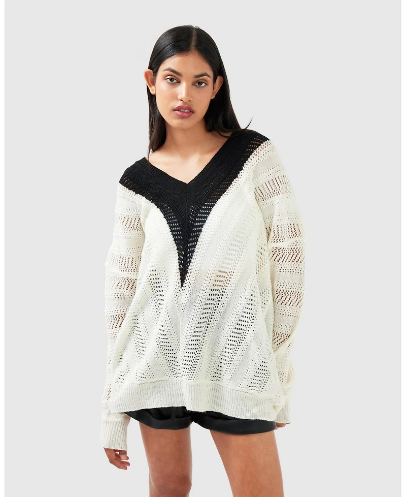 Belle & Bloom Women's This Moment Oversized V-Neck Knit