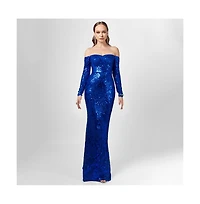 Bariano Women's Zoya Long Sleeve Sequin Gown