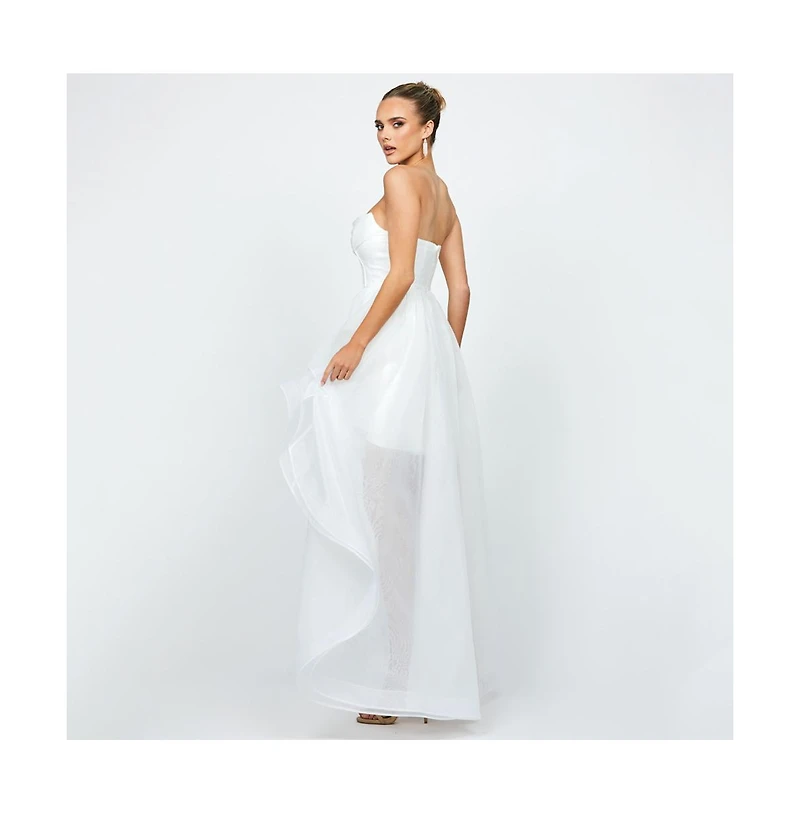 Bariano Women's Evangeline Strapless Hi Lo Gown