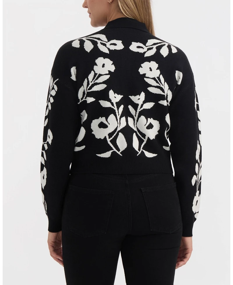 Ellen Tracy Women's Floral Knit Cardigan
