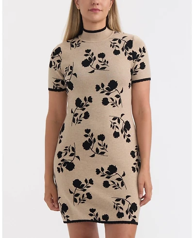 Ellen Tracy Women's Floral Short Sleeve Sweater Dress