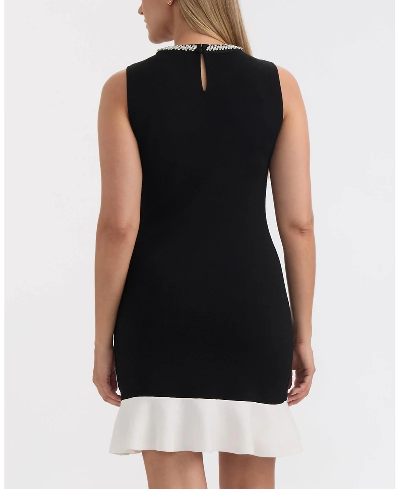 Ellen Tracy Women's Sleeveless Embellished Knit Dress
