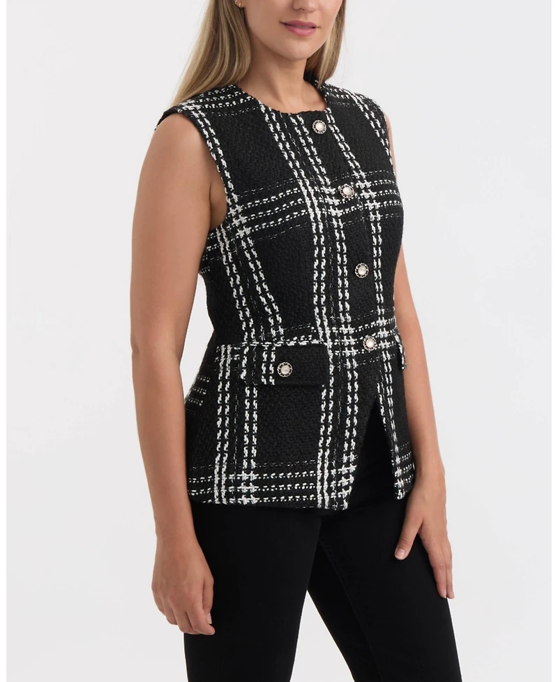 Ellen Tracy Women's Long Fitted Vest with Pockets