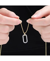 Rachel Glauber Two Tone with Clear Cubic Zirconia Drop Pendant Necklace