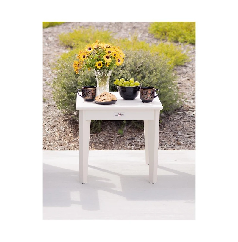 LuXeo Aspen 18.2"" Hdpe Outdoor Side Table, White