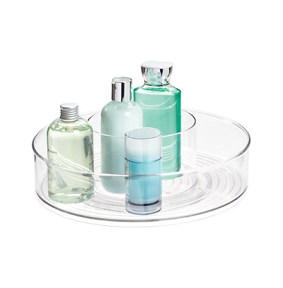 iDesign 12-inch Divided Lazy Susan for Bathroom Storage - Clear