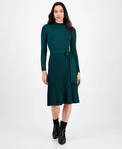 Sandra Darren Petite Pleated Midi Sweater Dress