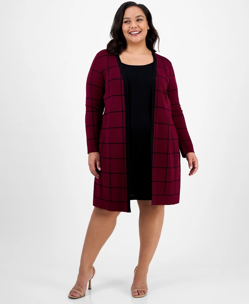 Sandra Darren Plus Layered-Look Sweater Dress