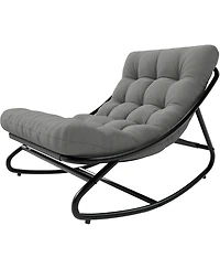 gaomon Outdoor Modern Gray Papasan Rocking Egg Chair with Thick Waterproof Cushion, Heavy Duty Metal Frame for Indoor & Patio Use