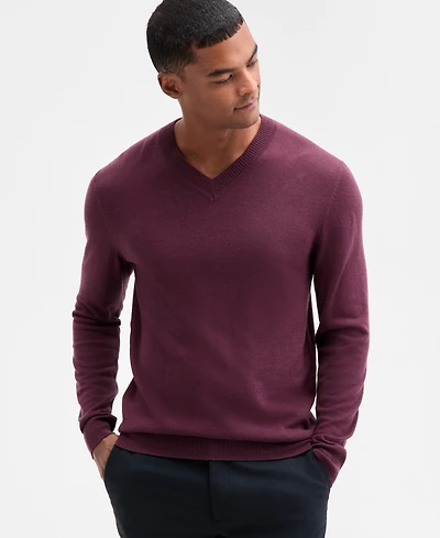Alfani Men's Long-Sleeve V-Neck Merino Sweater, Created for Macy's