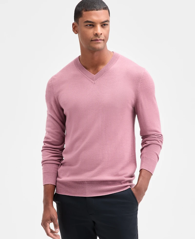 Alfani Men's Long-Sleeve V-Neck Merino Sweater, Created for Macy's