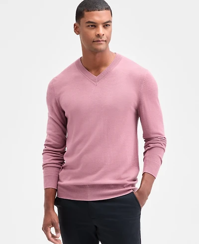Alfani Men's Long-Sleeve V-Neck Merino Sweater, Created for Macy's