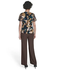 Calvin Klein Petite Printed V-neck Flutter Sleeve Top