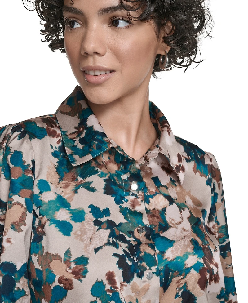 Calvin Klein Petite Printed Long Sleeves Top