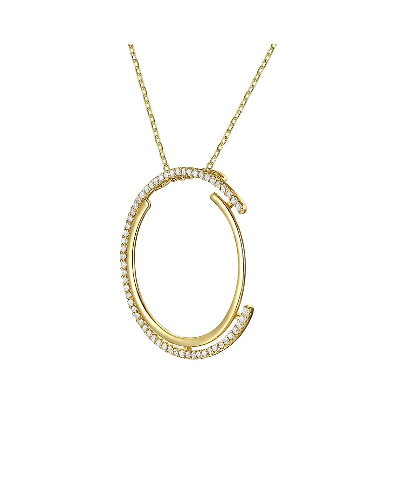 Cubic Zirconia Concentric Eternity Pendant Necklace Sterling Silver