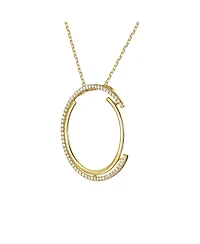 Cubic Zirconia Concentric Eternity Pendant Necklace Sterling Silver