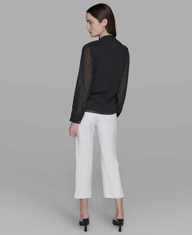 Karl Lagerfeld Paris Women's Clip-Dot Ruffled Blouse Top