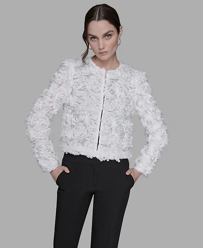 Karl Lagerfeld Paris Women's 3D Floral Applique Jacket