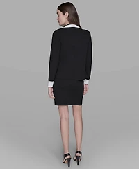 Karl Lagerfeld Paris Women's Cotton One-Button Knit Blazer