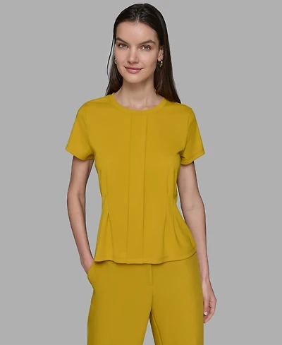 Karl Lagerfeld Paris Women's Pleated Short-Sleeve Knit Top
