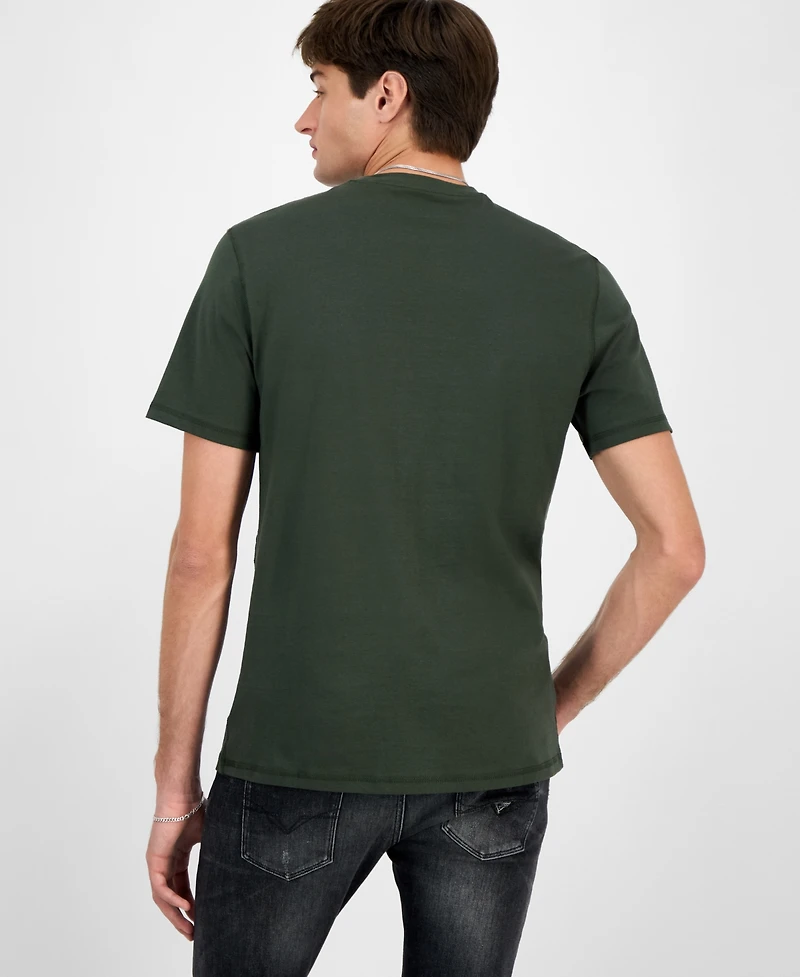 Guess Men's Short Sleeve Crewneck Embroidered Triangle Logo T-Shirt