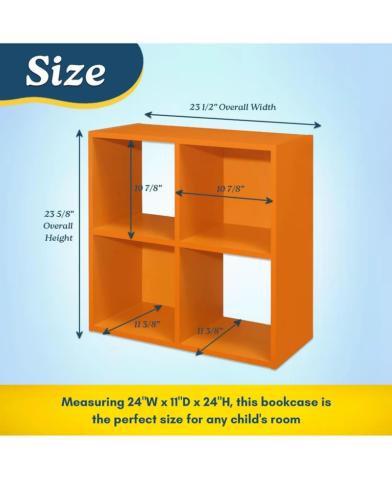 Kings Brand Furniture 4-Cube Children's Bookcase, Kids Toy Storage Shelf Organizer for Playroom, Bedroom, Nursery School