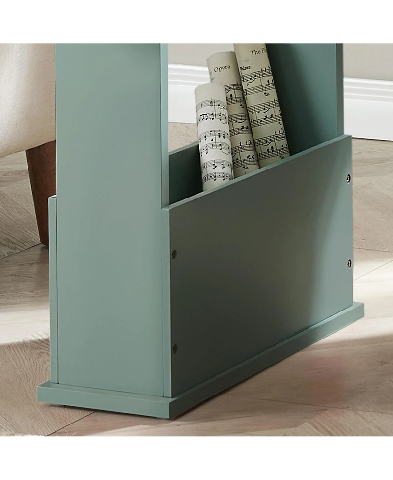Kings Brand Furniture Zeke Narrow Side Table with Storage Shelf - Modern Sofa End Table, Small Nightstand Magazine Rack