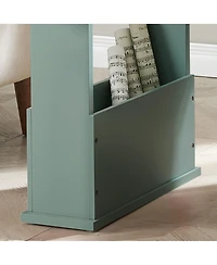 Kings Brand Furniture Zeke Narrow Side Table with Storage Shelf - Modern Sofa End Table, Small Nightstand Magazine Rack