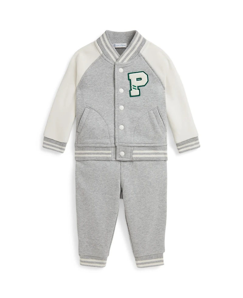 Polo Ralph Lauren Baby Boys Seasonal 2-Piece Fleece Knit Baseball Jacket and Joggers Set
