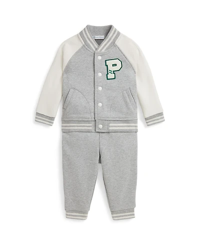 Polo Ralph Lauren Baby Boys Seasonal 2-Piece Fleece Knit Baseball Jacket and Joggers Set