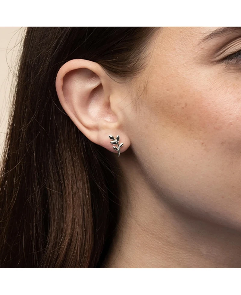 Sterling Silver Olivia Leaf Stud Earrings