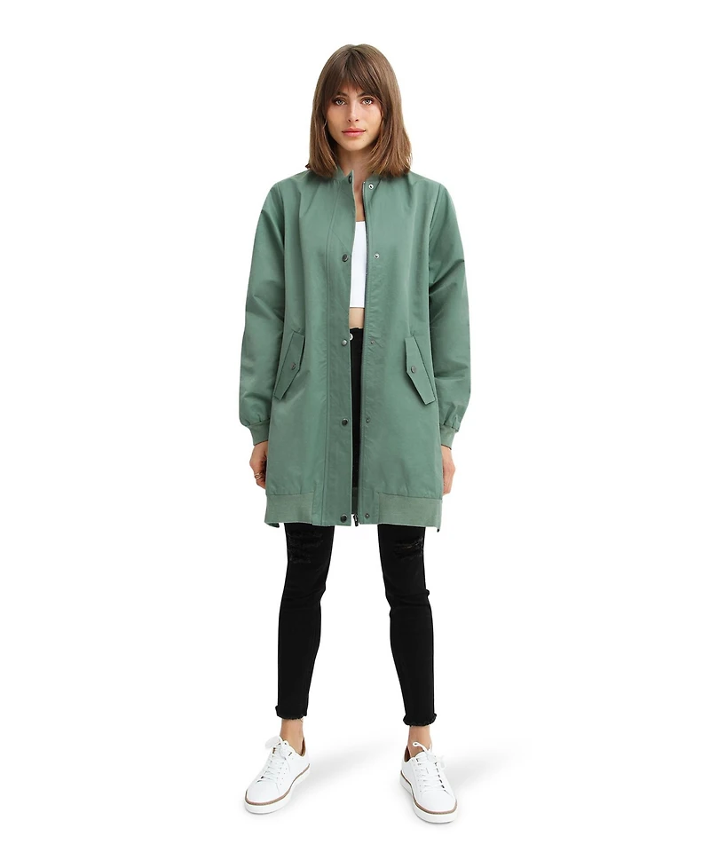 Belle & Bloom Women's Chasing You Long Bomber Jacket