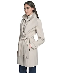 Calvin Klein Petite Belted Long-Sleeve Wrap Coat