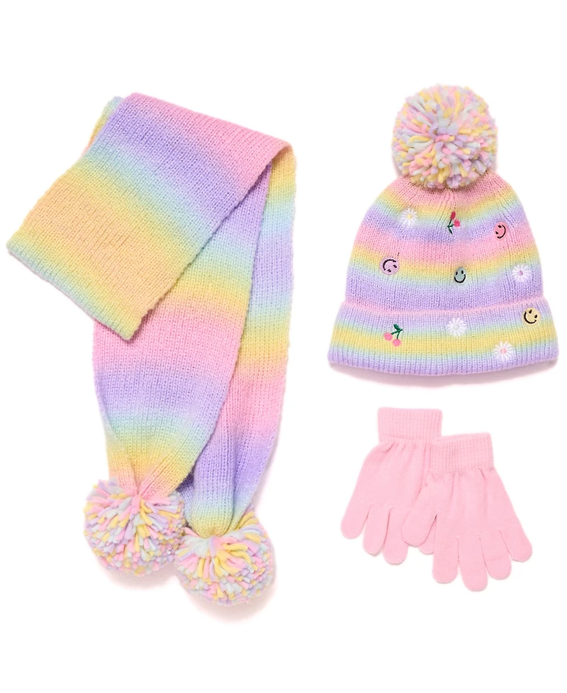 InMocean Big Girls 3-Piece Hat, Gloves, and Scarf Set