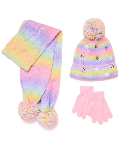 InMocean Big Girls 3-Piece Hat, Gloves, and Scarf Set