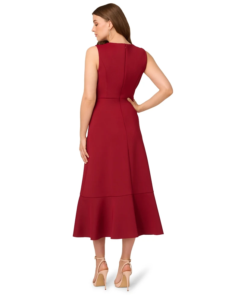Adrianna Papell Women's Sleeveless Scuba Midi Dress