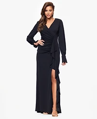 Xscape Women's Long Sleeve Side Slit Jersey Dress