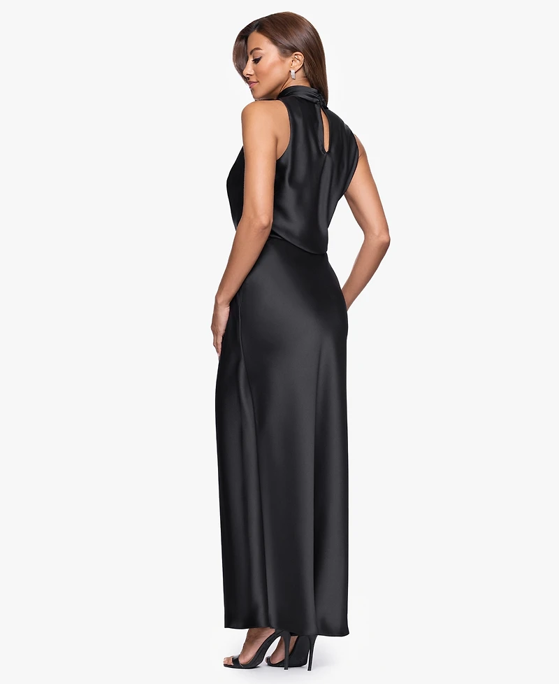 Xscape Women's Halter Neck Cutout Sleeveless Satin Dress