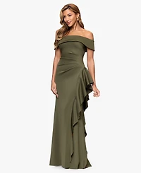 Xscape Women's Off-The-Shoulder Ruffled Side-Slit Gown