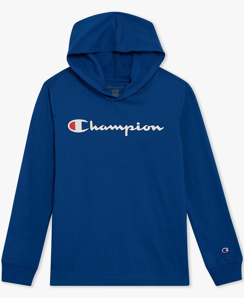 Champion Big Boys Signature Logo Long-Sleeve Hooded T-Shirt