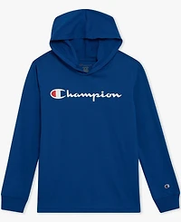 Champion Big Boys Signature Logo Long-Sleeve Hooded T-Shirt