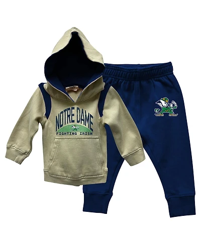 Wes & Willy Baby Boys and Girls Notre Dame Fighting Irish Color Block Pullover Hoodie Sweatpants Set