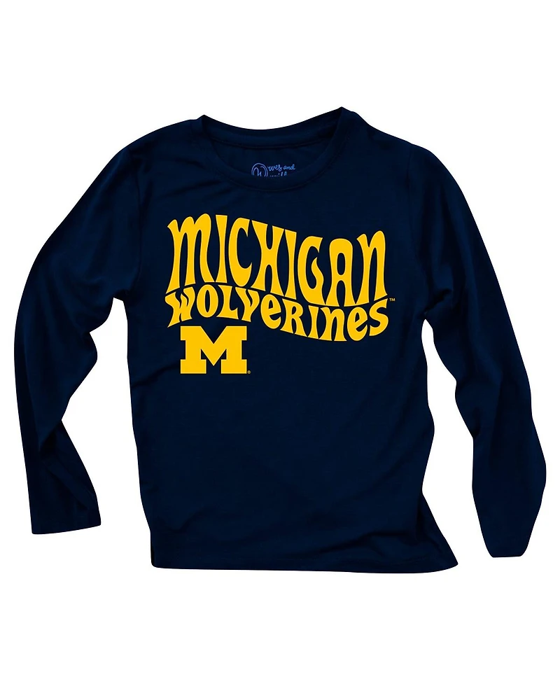 Wes & Willy Baby Boys and Girls Michigan Wolverines Long Sleeve Top Striped Tri-Blend Leggings Set