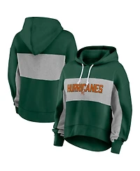 Fanatics Women's Green/Gray Miami Hurricanes Fleece Pullover Hoodie