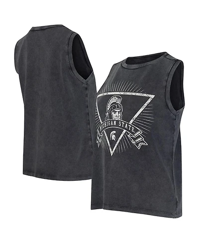 Concepts Sport Women's Charcoal Michigan State Spartans Distressed Market French Terry Tank Top