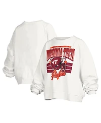 Pressbox Women's White Virginia Tech Hokies Janice Retro Logo Oversized Pullover Sweatshirt