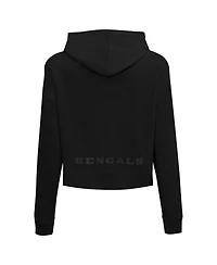 Pro Standard Women's Black Cincinnati Bengals Jeweled Cropped Pullover Hoodie