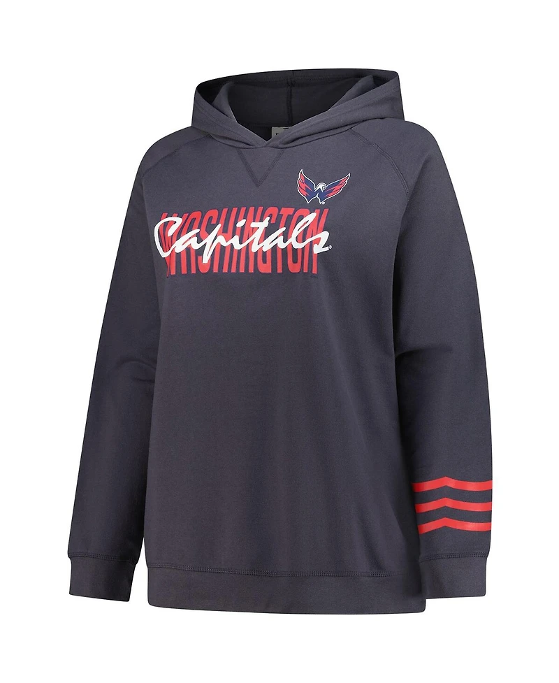 Fanatics Women's Charcoal Washington Capitals Plus Lightweight Fleece Raglan Pullover Hoodie