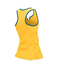 New Era Women's Gold Los Angeles Rams Lettuce Hem Notch Neck Tri-Blend Tank Top